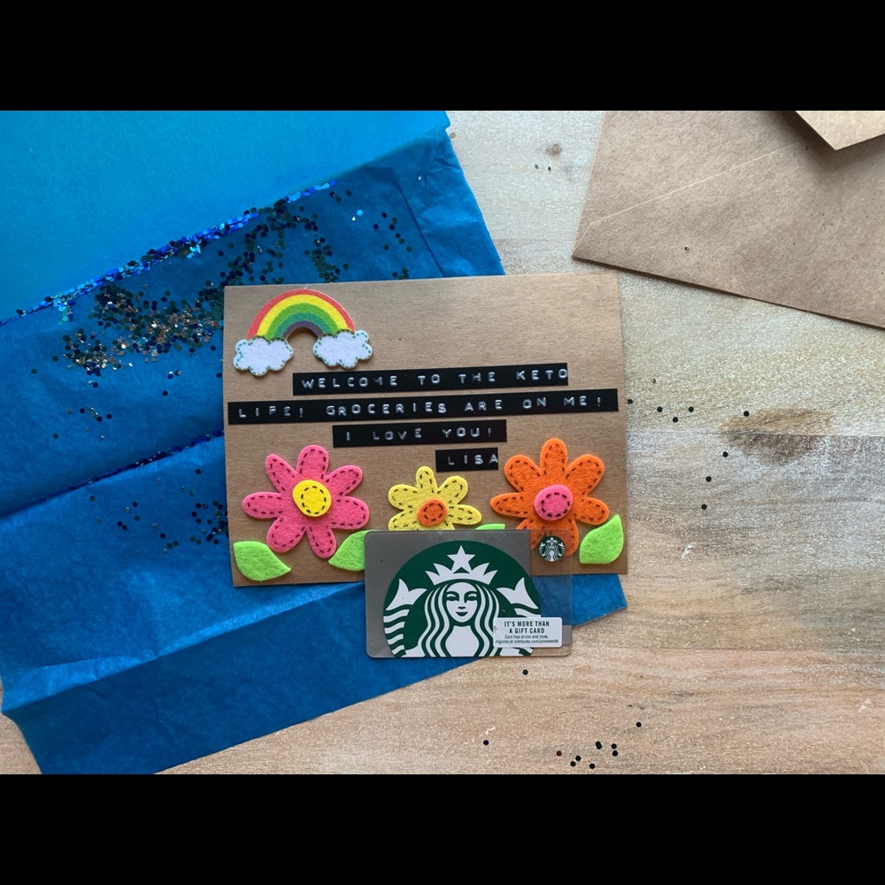 Handmade flower kraft greeting card!